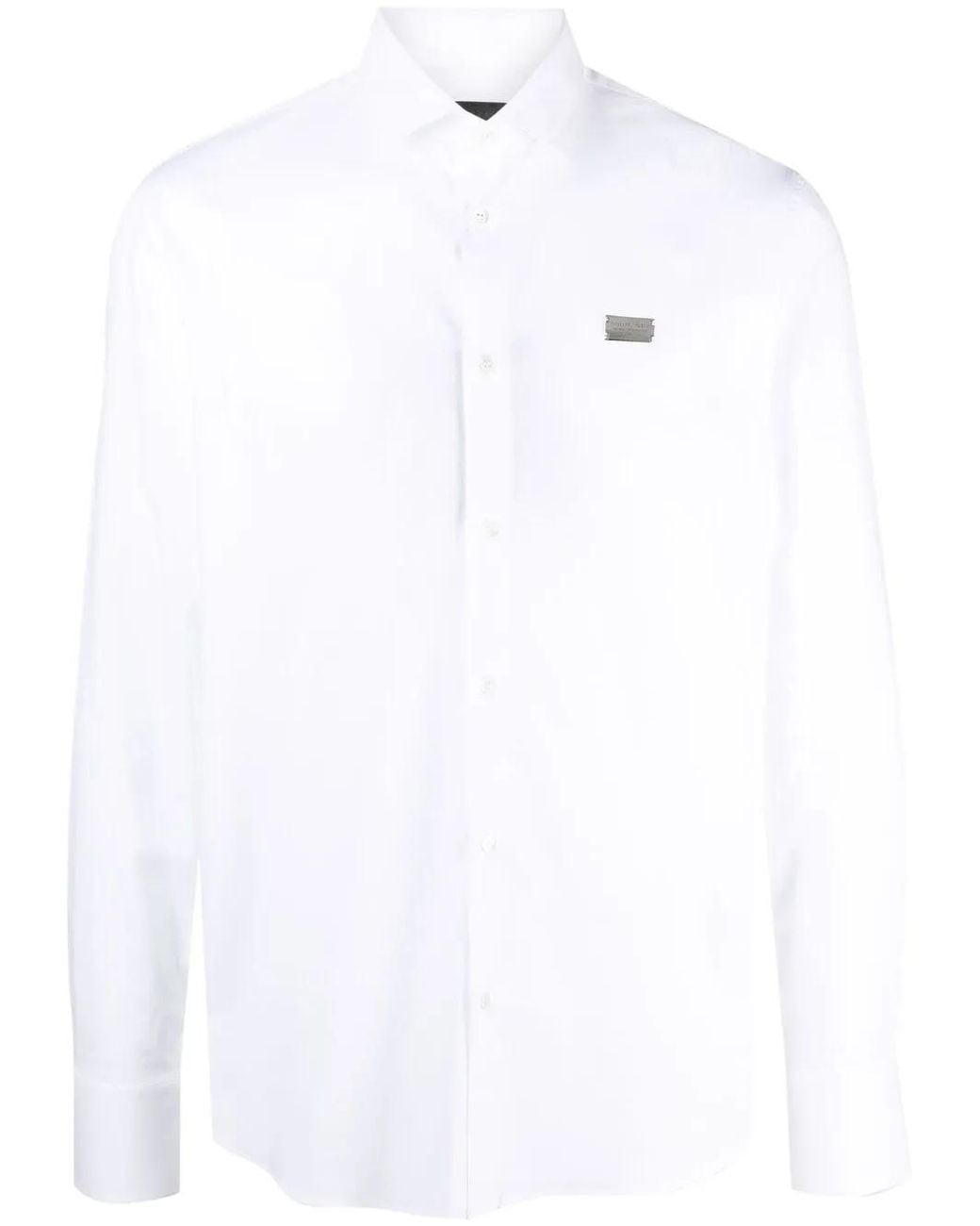 Philipp Plein White Diamond-Cut Iconic Shirt for men