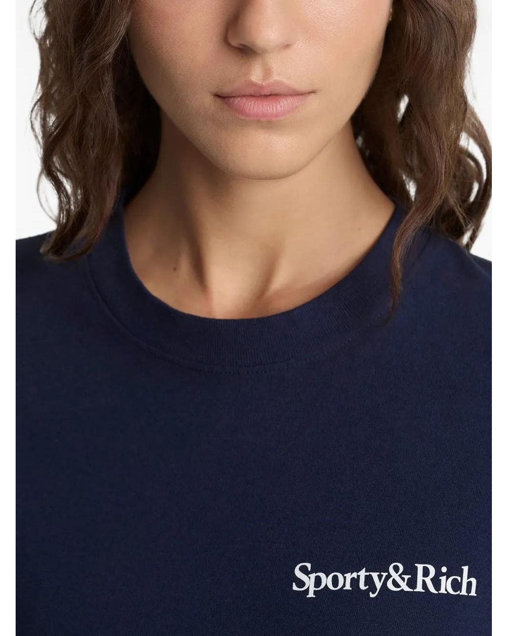 Sporty & Rich Blue International Logo-Print T-Shirt