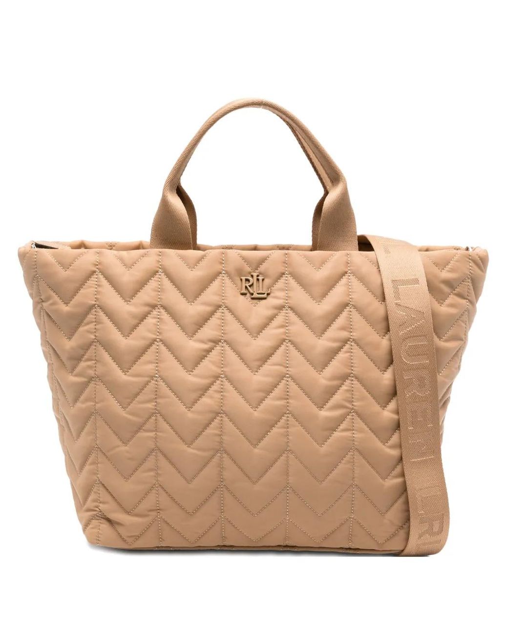 Ralph Lauren Natural Small Logo-Plaque Tote Bag