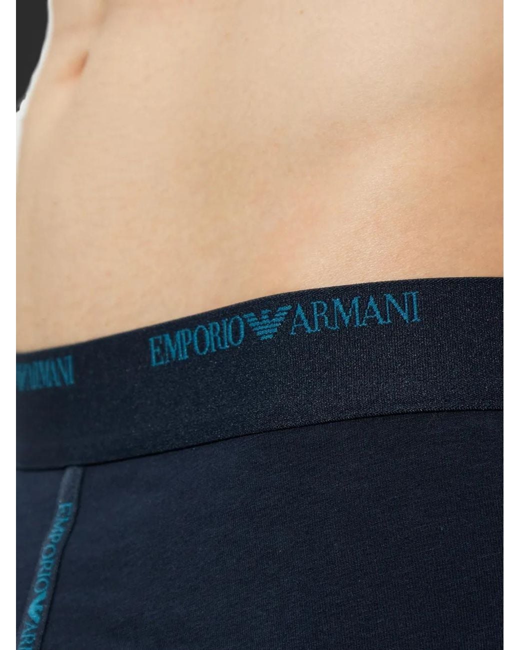 Emporio Armani Blue Logo-Waistband Boxer Briefs (Set Of Two) for men