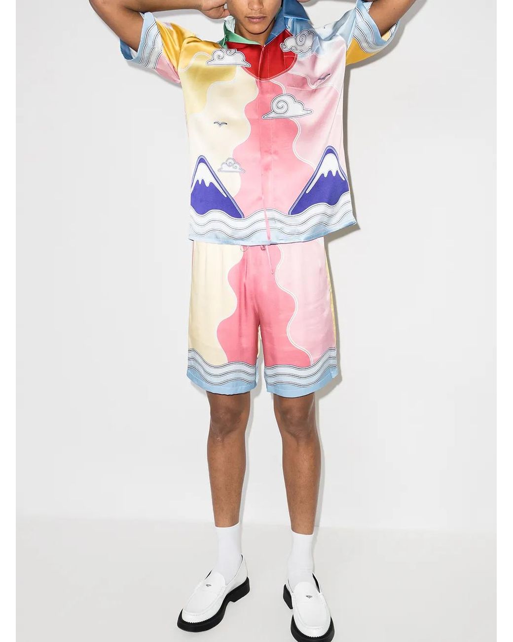 Casablanca Pink Soleil Levant Silk Shorts for men