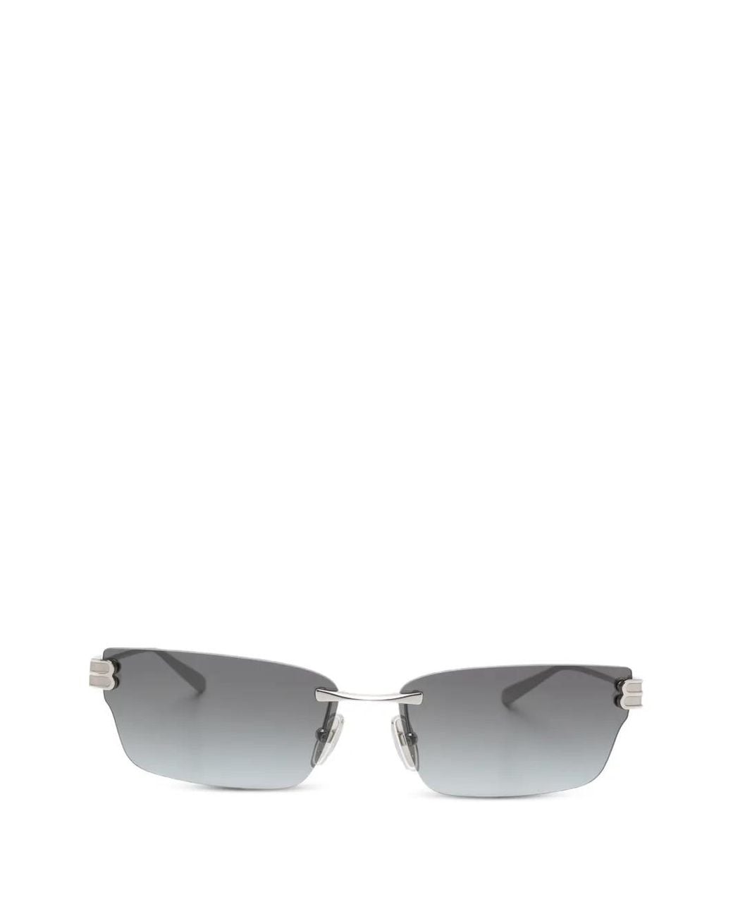 Balenciaga White Rimless Rectangle-Frame Sunglasses