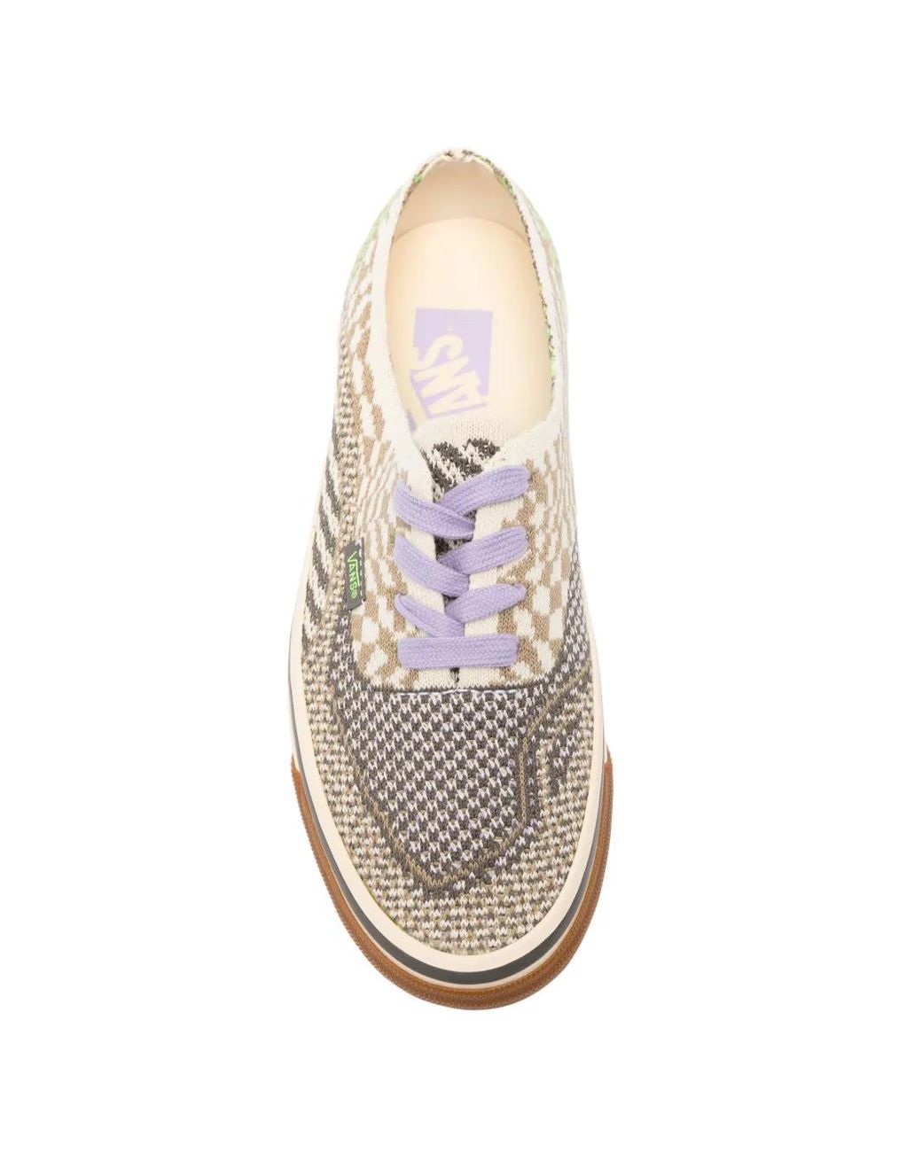 Vans White Lx Authentic Check-Pattern Knit Sneakers for men