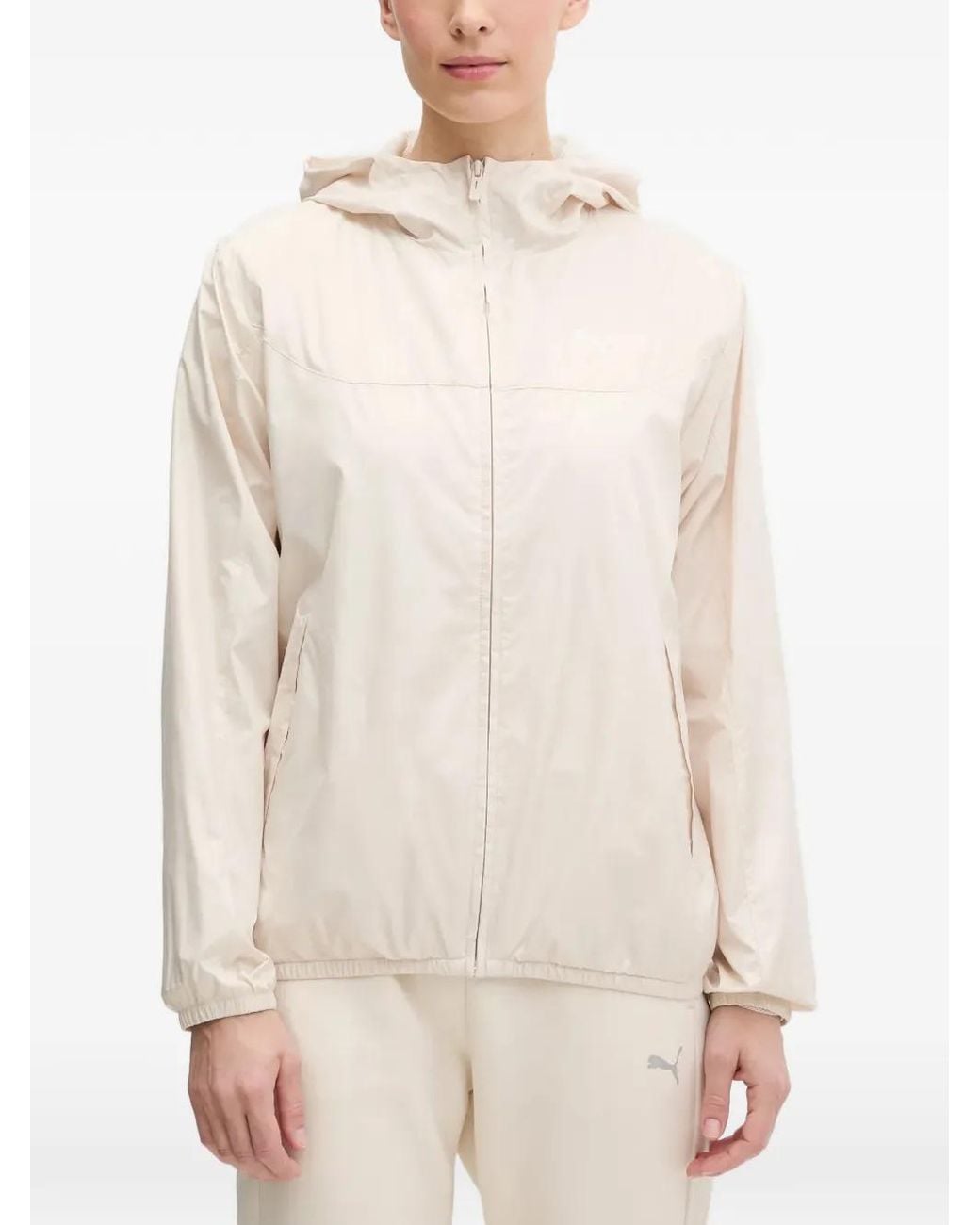 PUMA White Essential Zip-Up Hooded Jacket