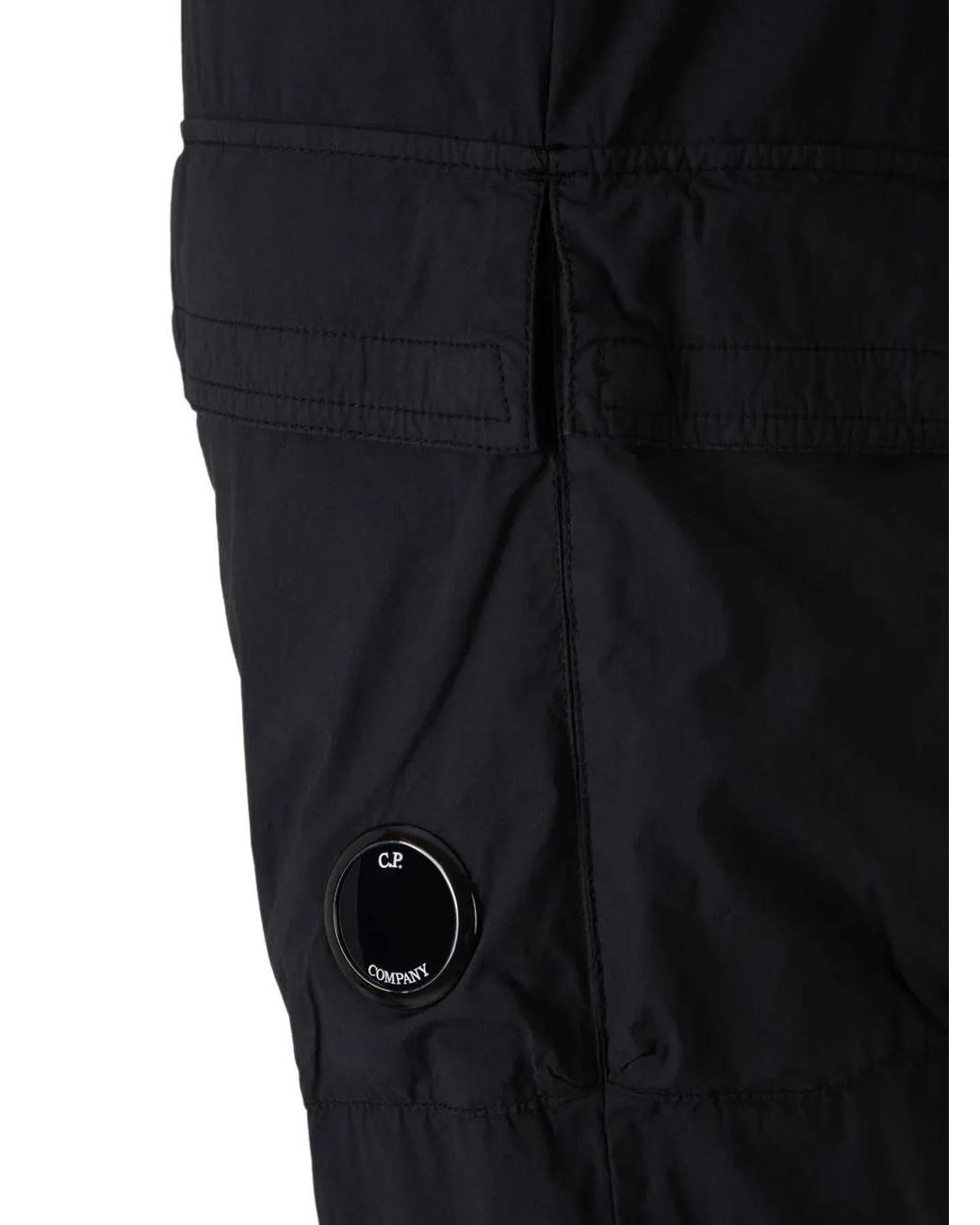 C P Company Black Tapered Cargo Trousers for men