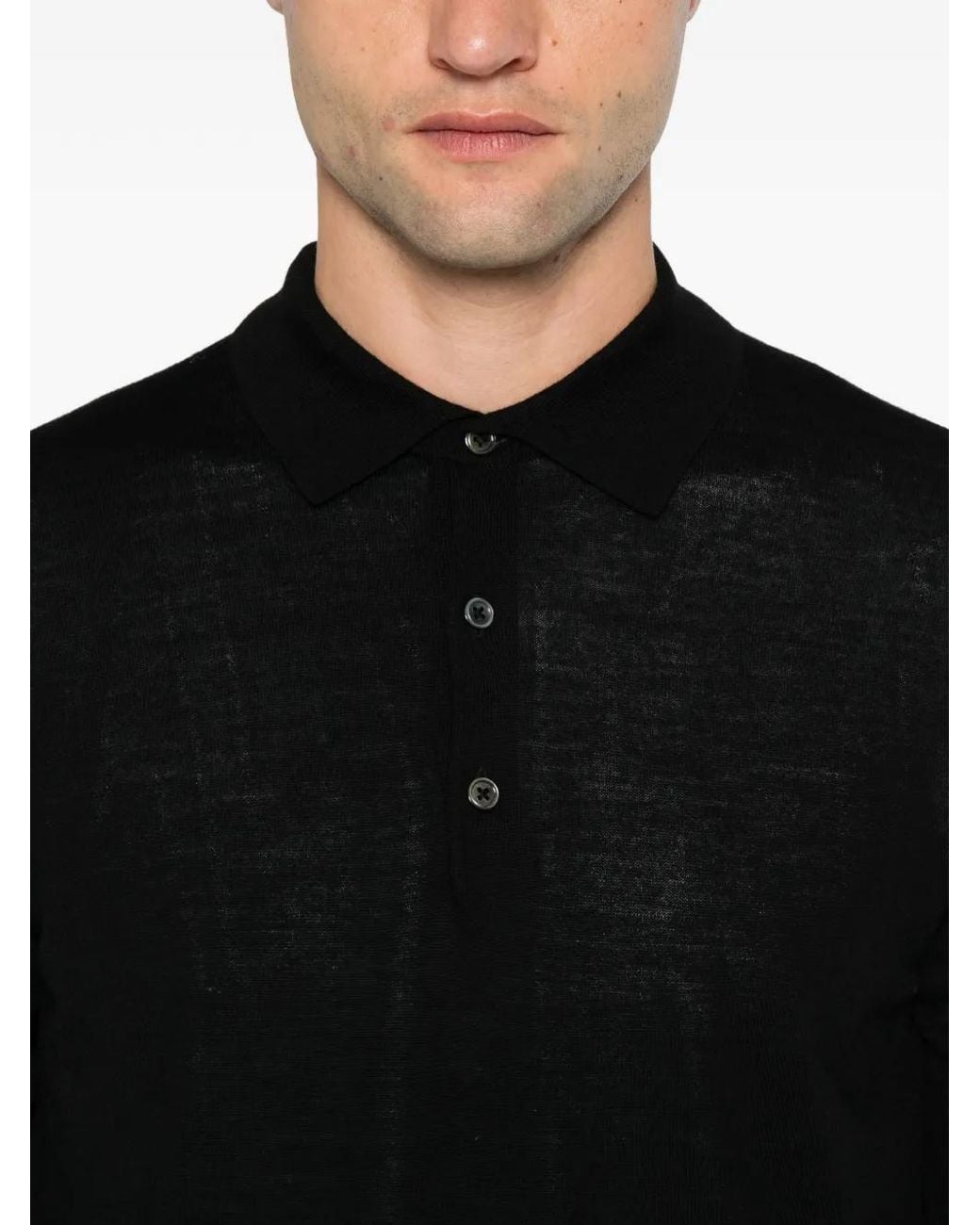 ÉPHÉMÈRE Black Long-Sleeve Polo Shirt for men