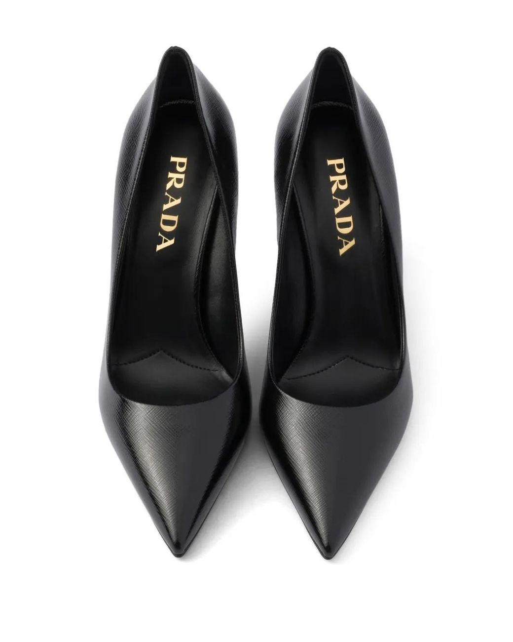 Prada Black Patent Saffiano Leather Pumps
