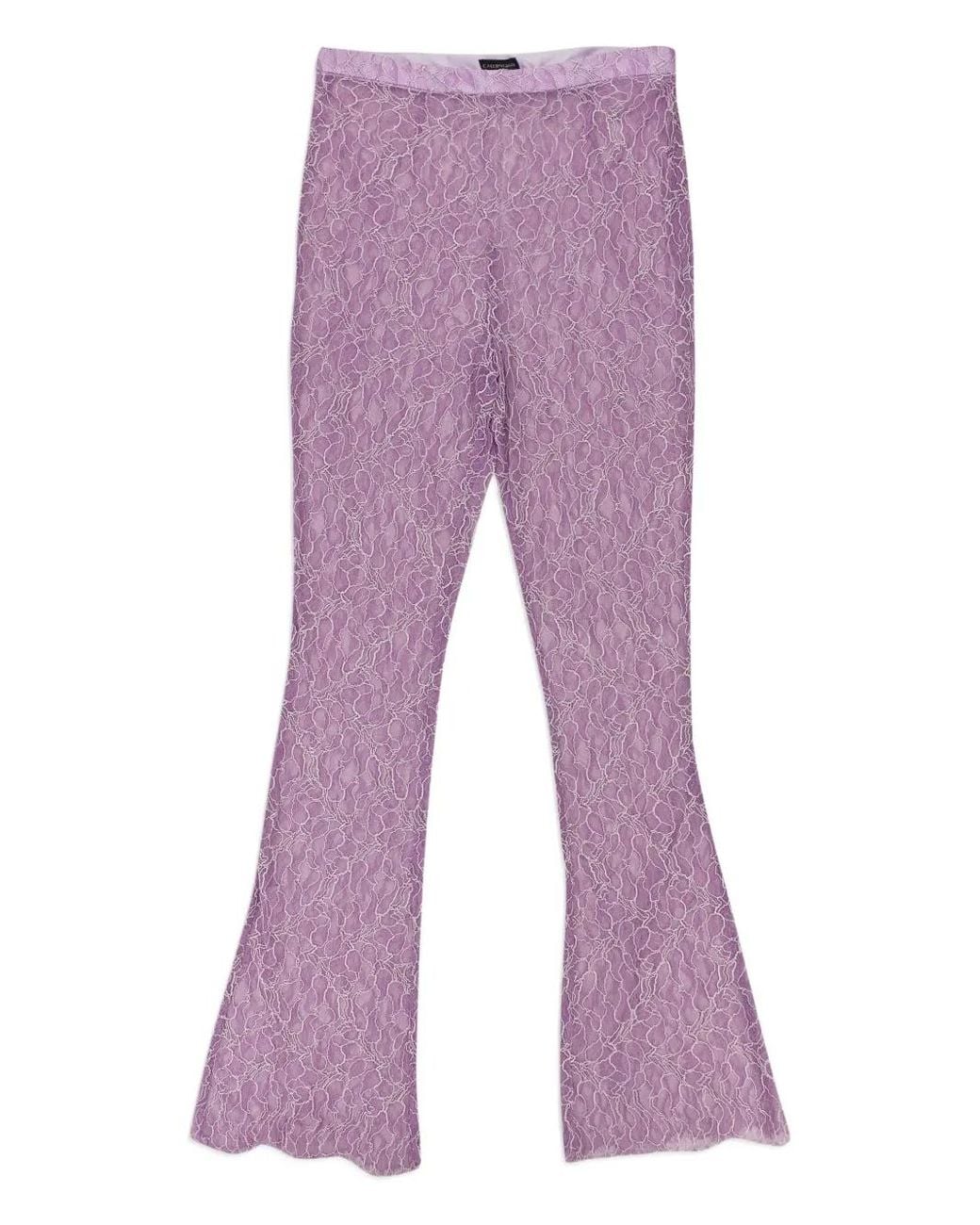 CALLIPYGIAN Purple Laced Flared Trousers
