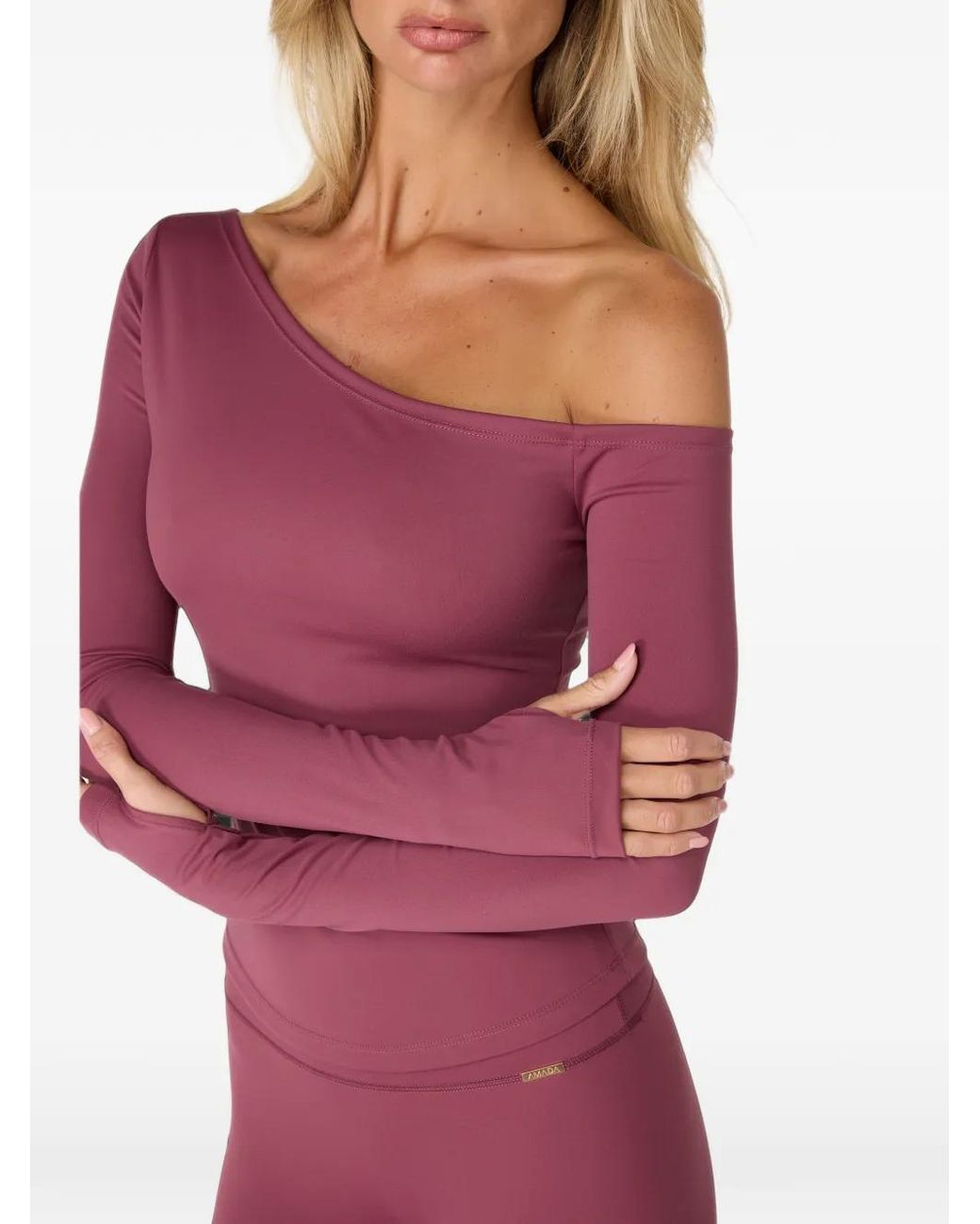 AMADAWEAR Purple Sabrina Asymmetric Top