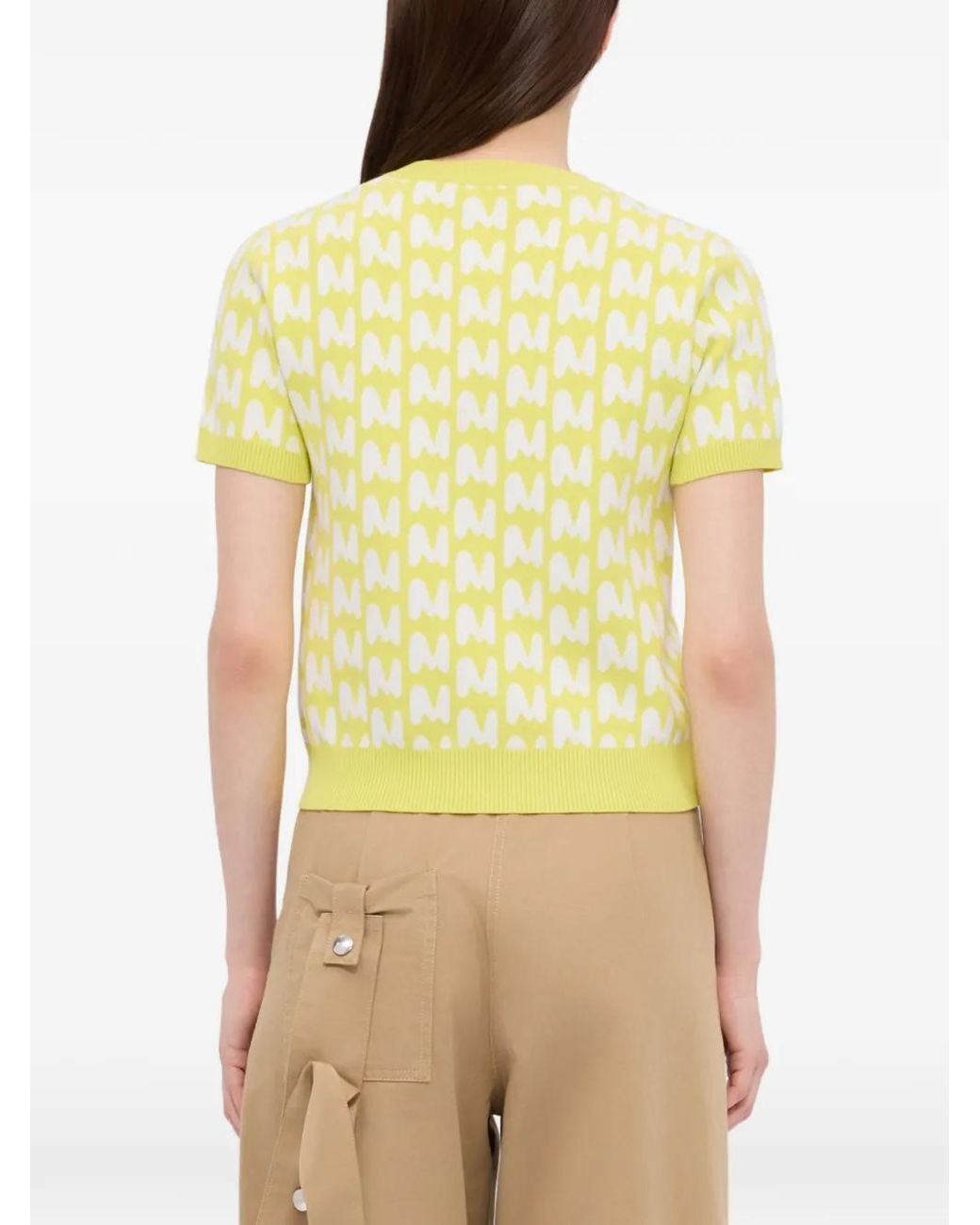 MSGM Yellow Haut En Maille Intarsia