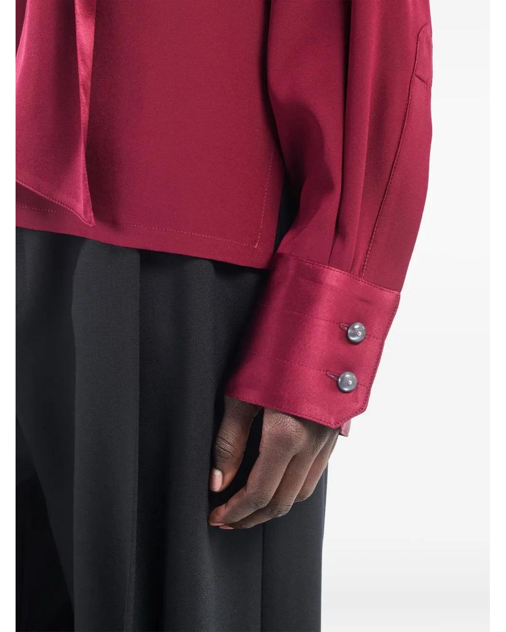 Maria McManus Red Scarf Buttoned-Cuffs Blouse