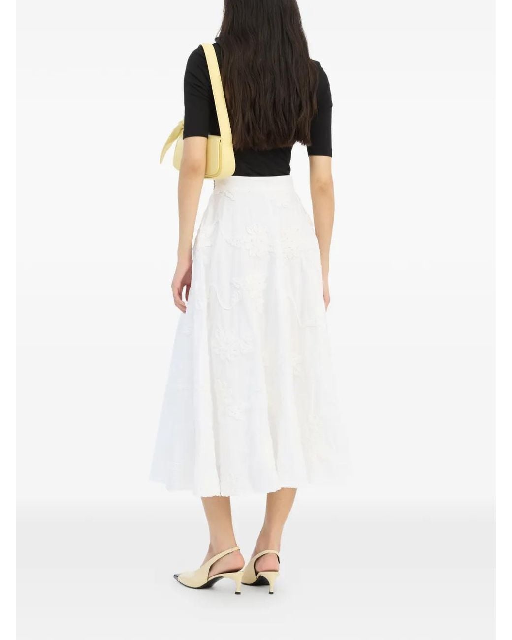ROTATE BIRGER CHRISTENSEN White Flower Maxi Skirt Bright