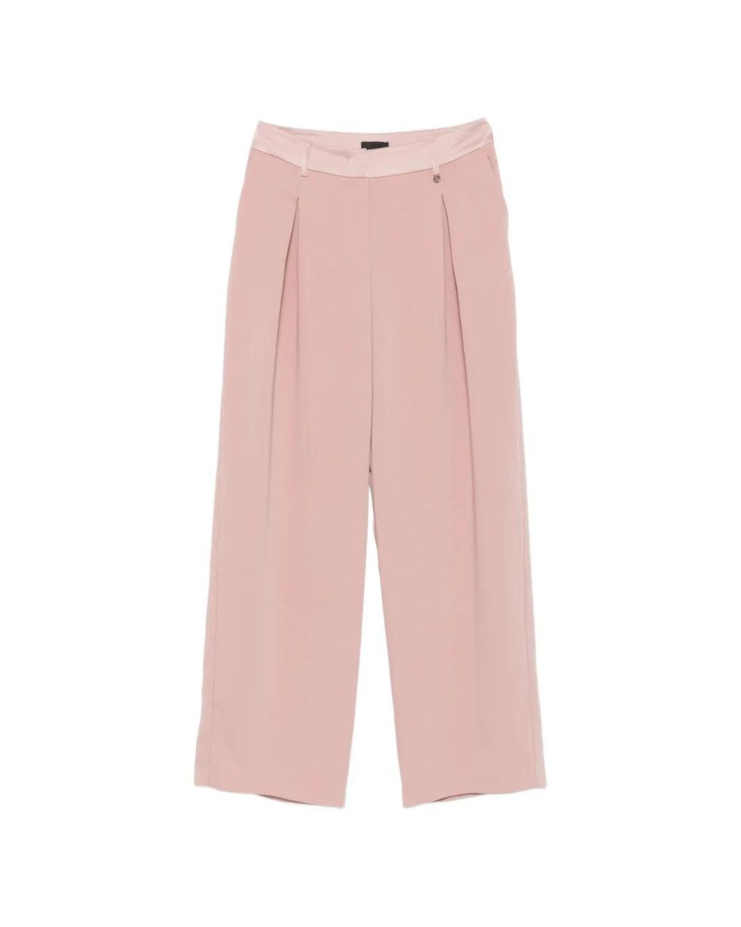 Liu Jo Pink Pleated Satin-Trim Trousers