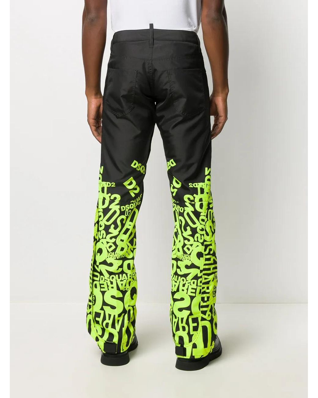 DSquared² Gray Logo-print Wide-leg Trousers for men