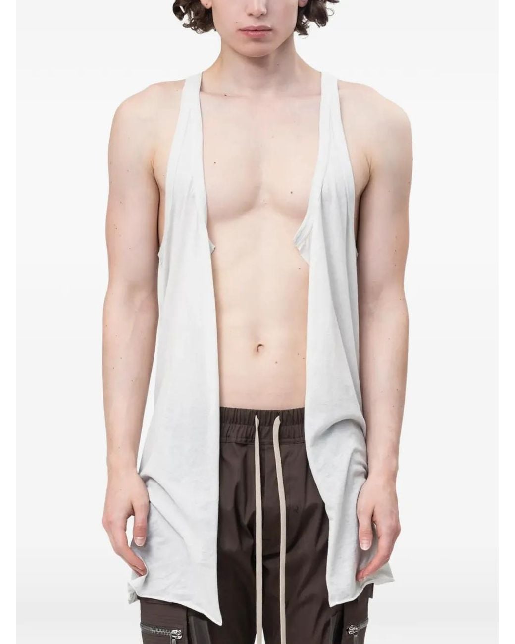 Rick Owens White Open Pony Tank Top for men