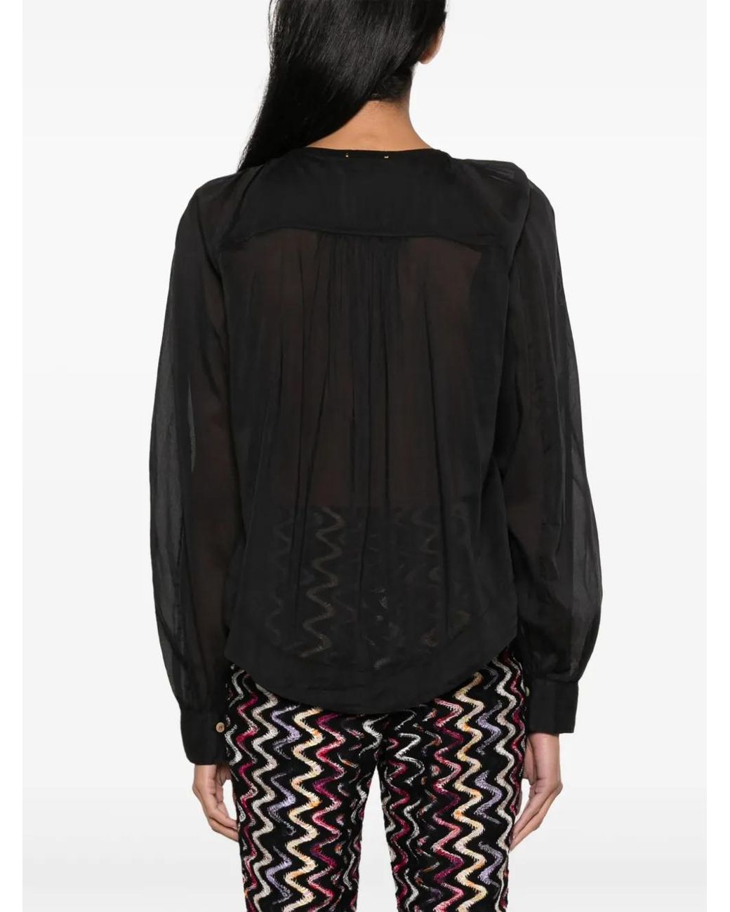 Forte_forte Black Gathered Voile Blouse