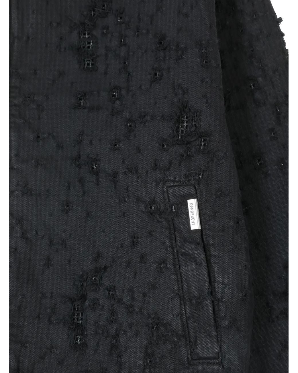 Represent Black Anarchy Distressed Jacket for men