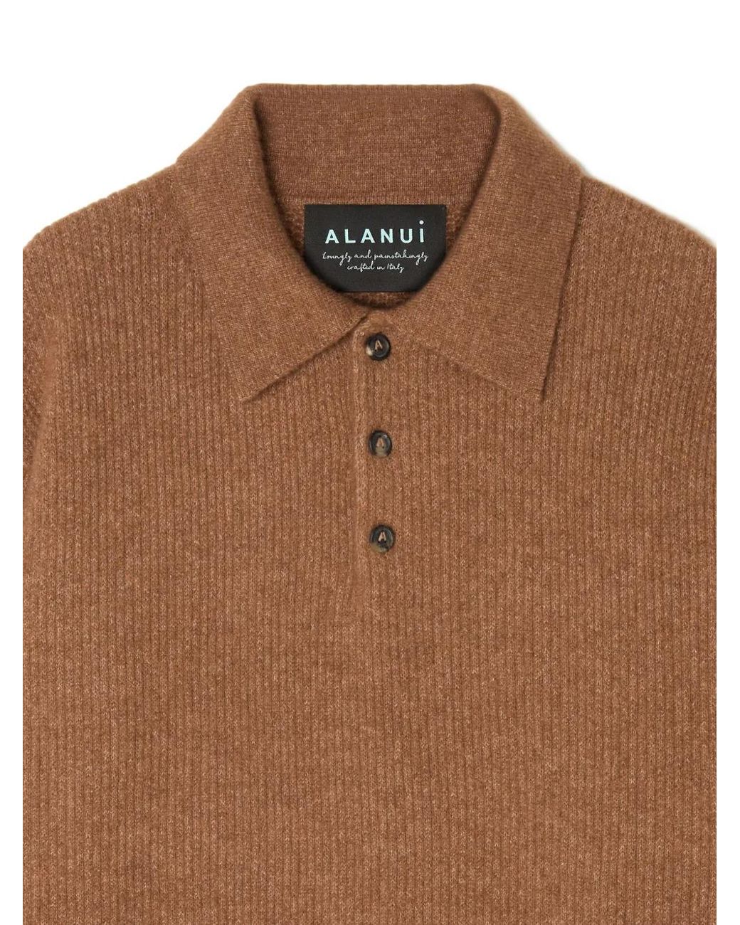 Alanui Brown Cashmere Blend Polo Shirt for men