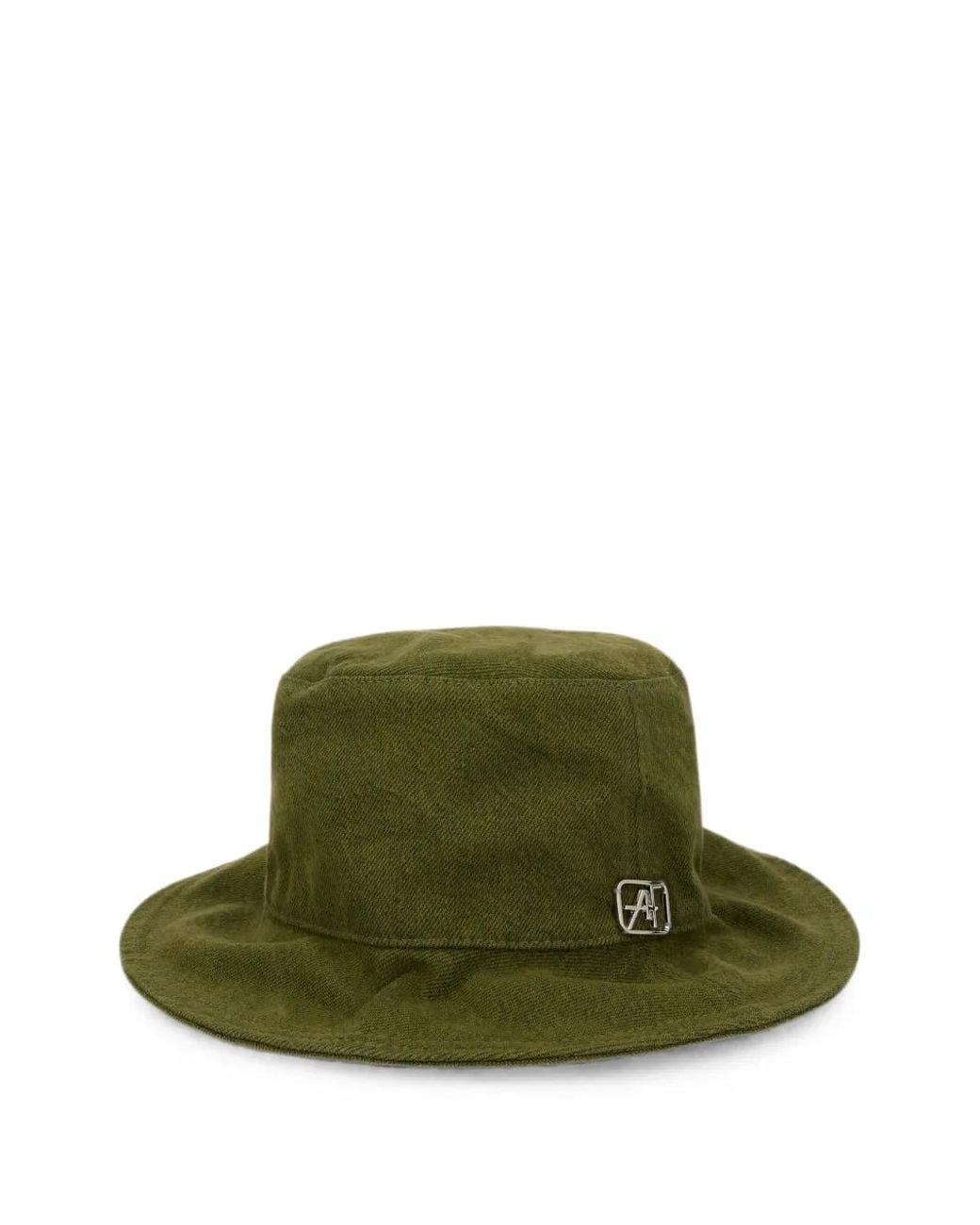 Alberta Ferretti Green Logo-Plaque Wide-Brim Bucket Hat