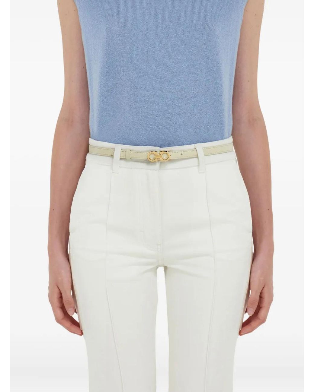 Ferragamo Natural Gancini Fixed Belt