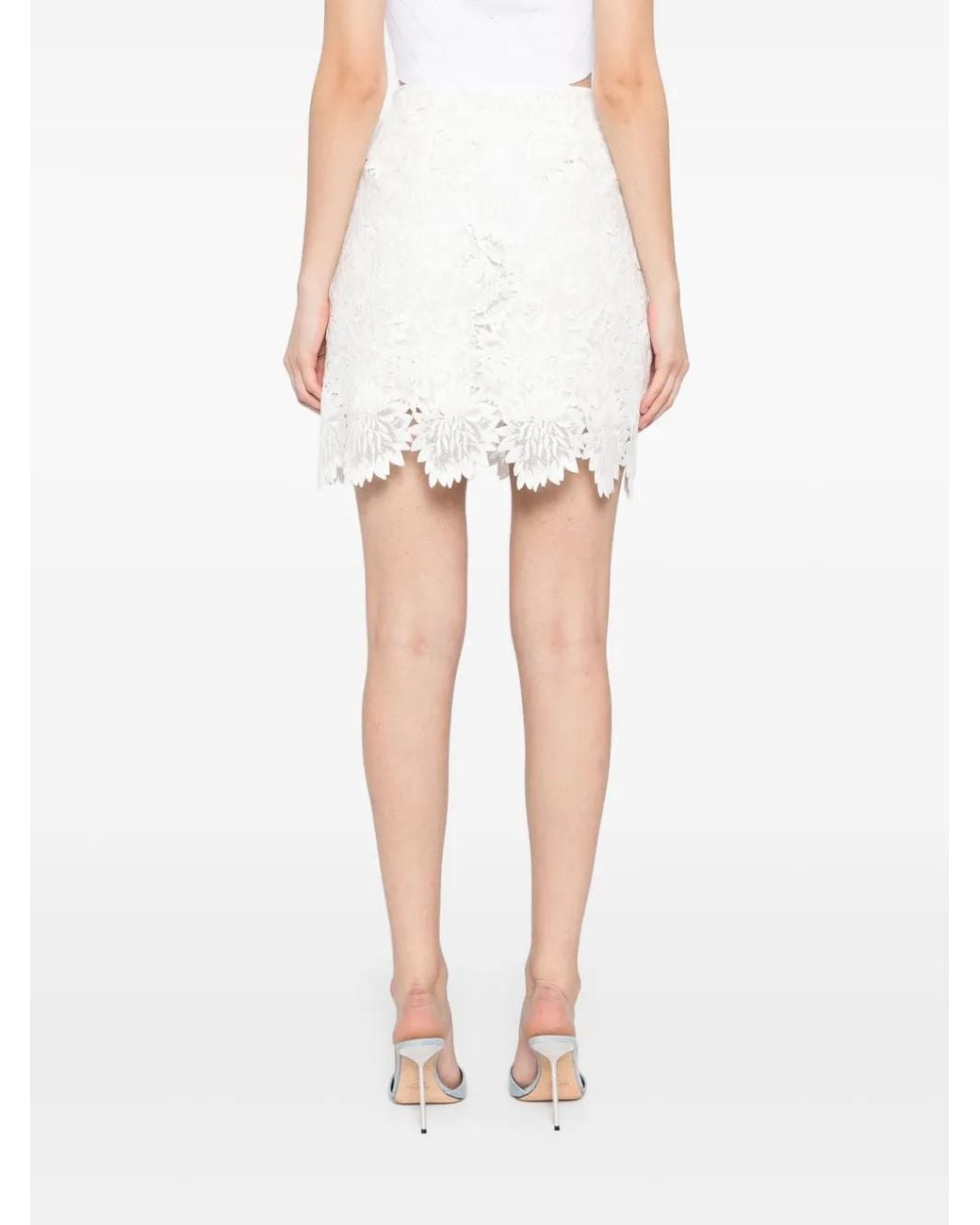 Ermanno Scervino White Floral Lace Mini Skirt