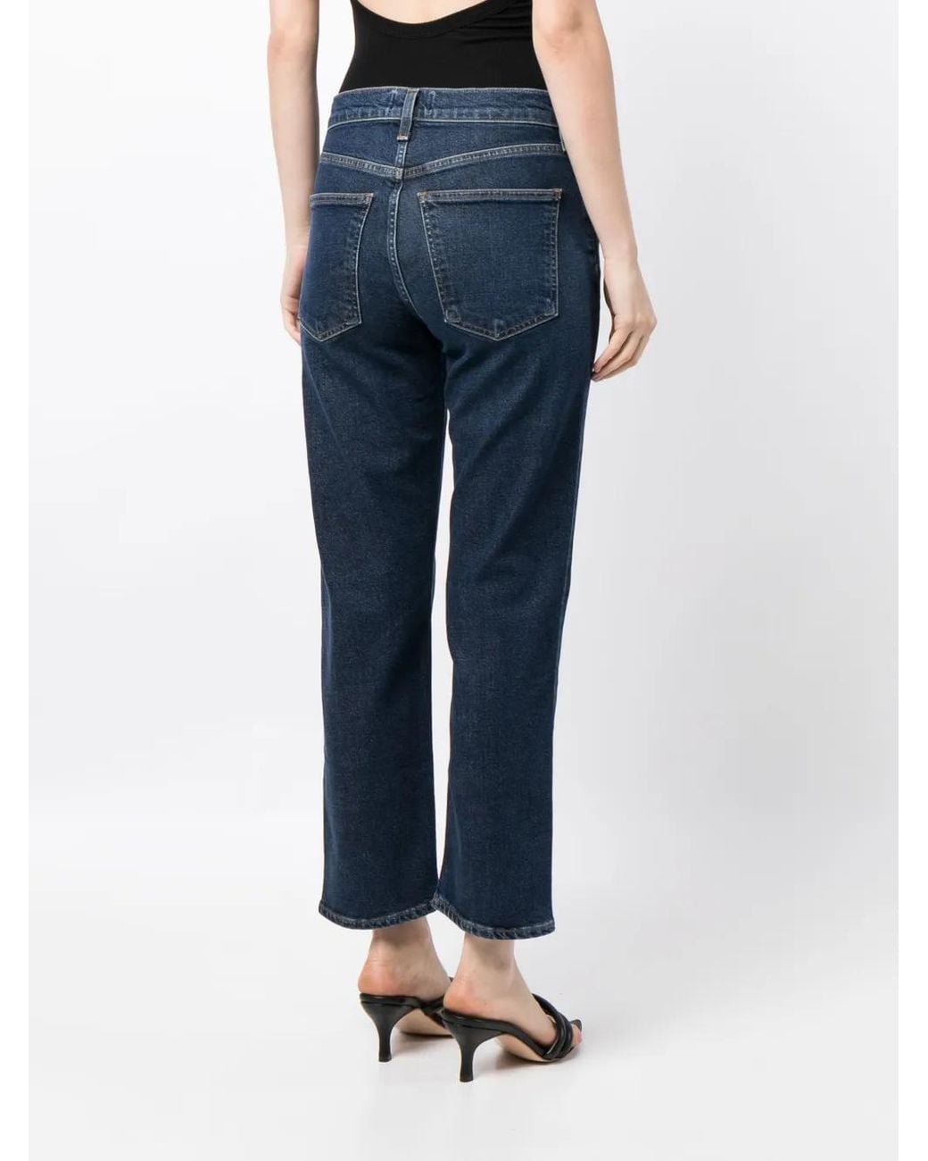 Agolde Blue Kye Straight-Leg Cropped Jeans