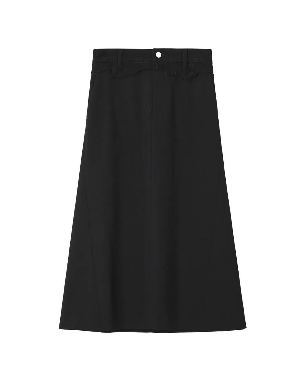 MM6 by Maison Margiela Black Frayed A-Line Midi Skirt