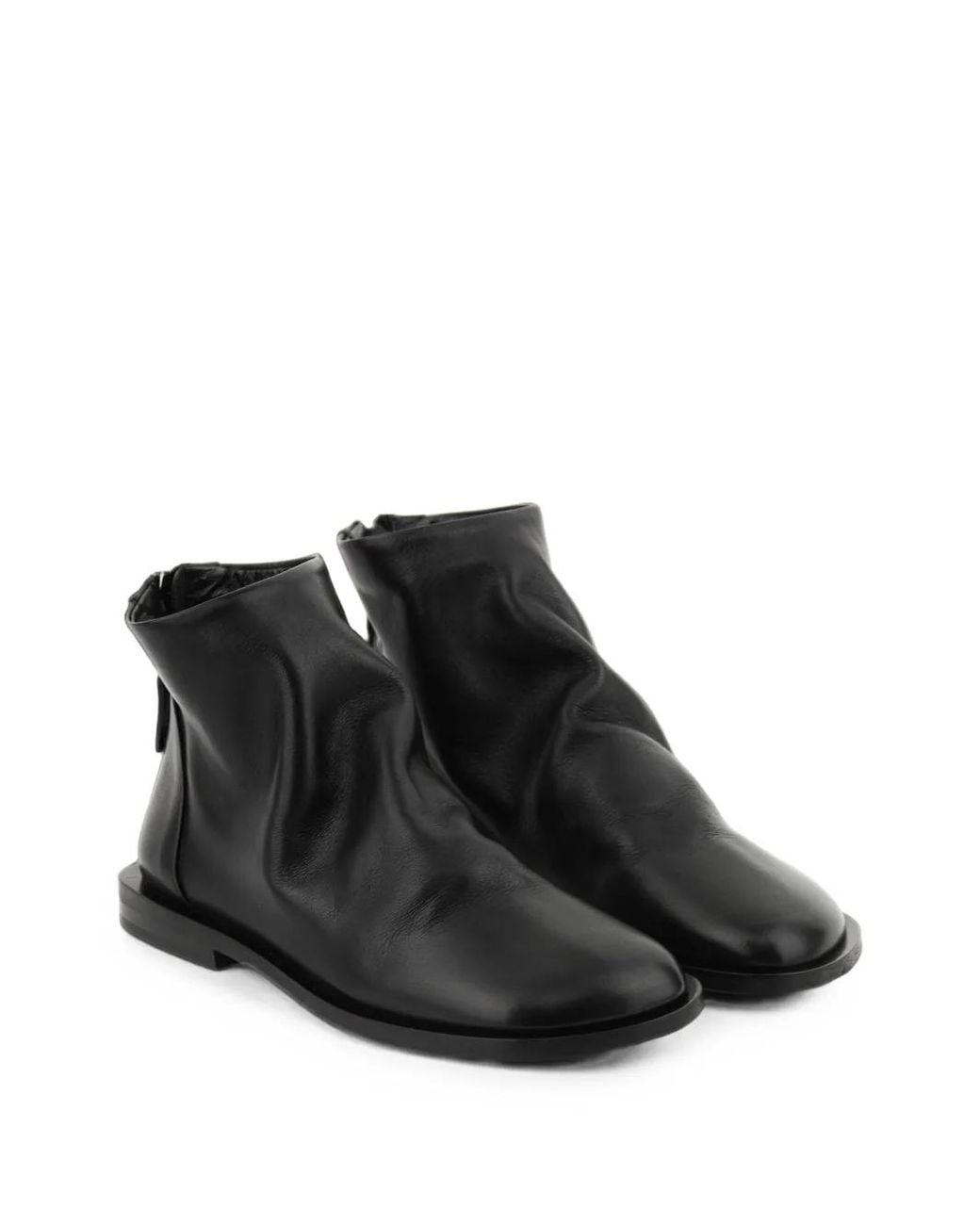 Elena Iachi Black Asymmetrical Zip-Fastening Ankle Boots
