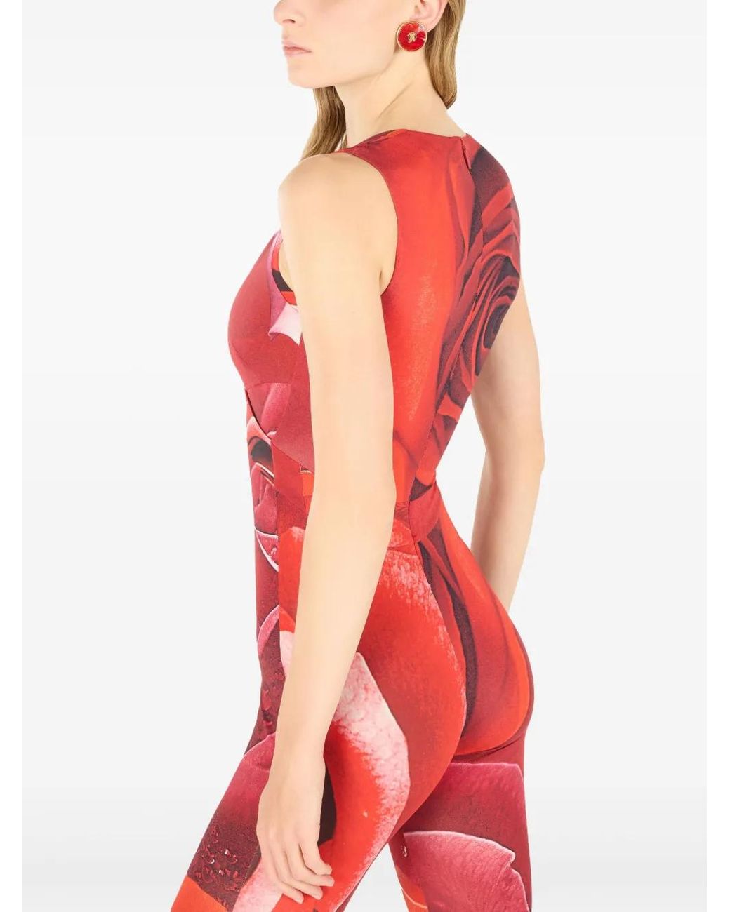 Roberto Cavalli Red Rose-Print Jumpsuit