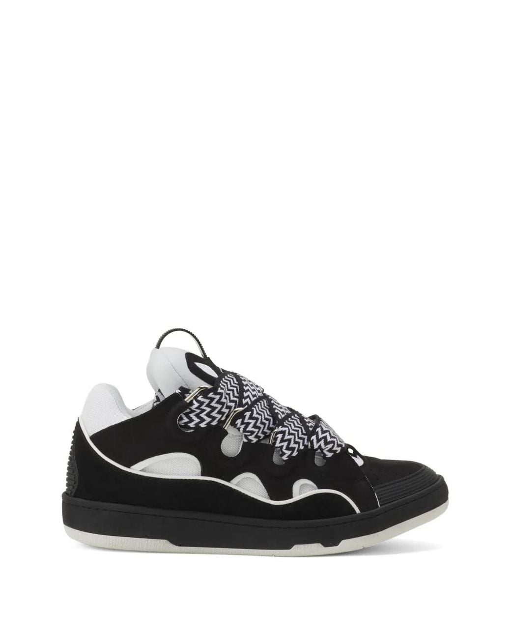 Lanvin Black Zigzag Lace-Up Sneakers
