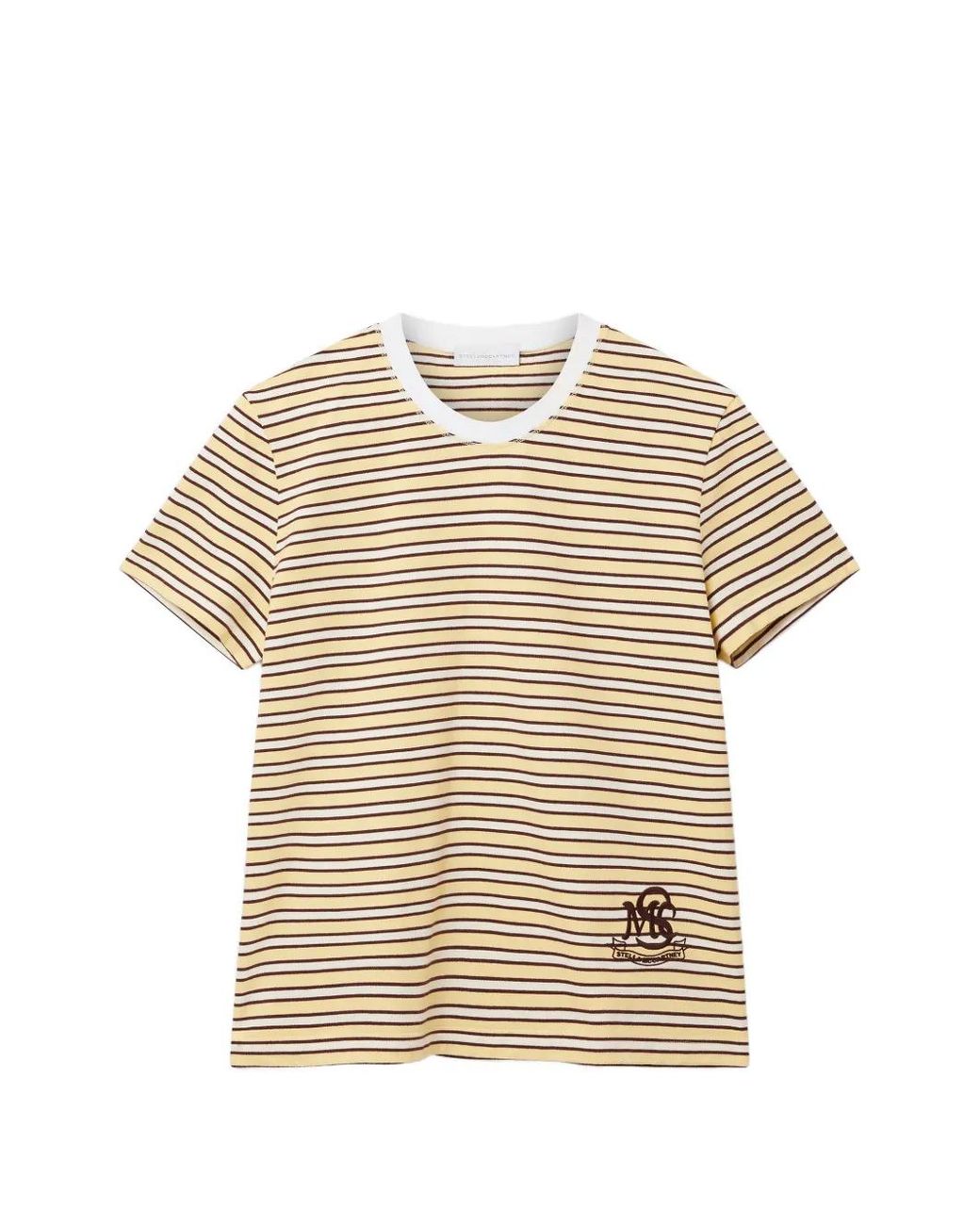 Stella McCartney Natural Striped Logo-Patch T-Shirt