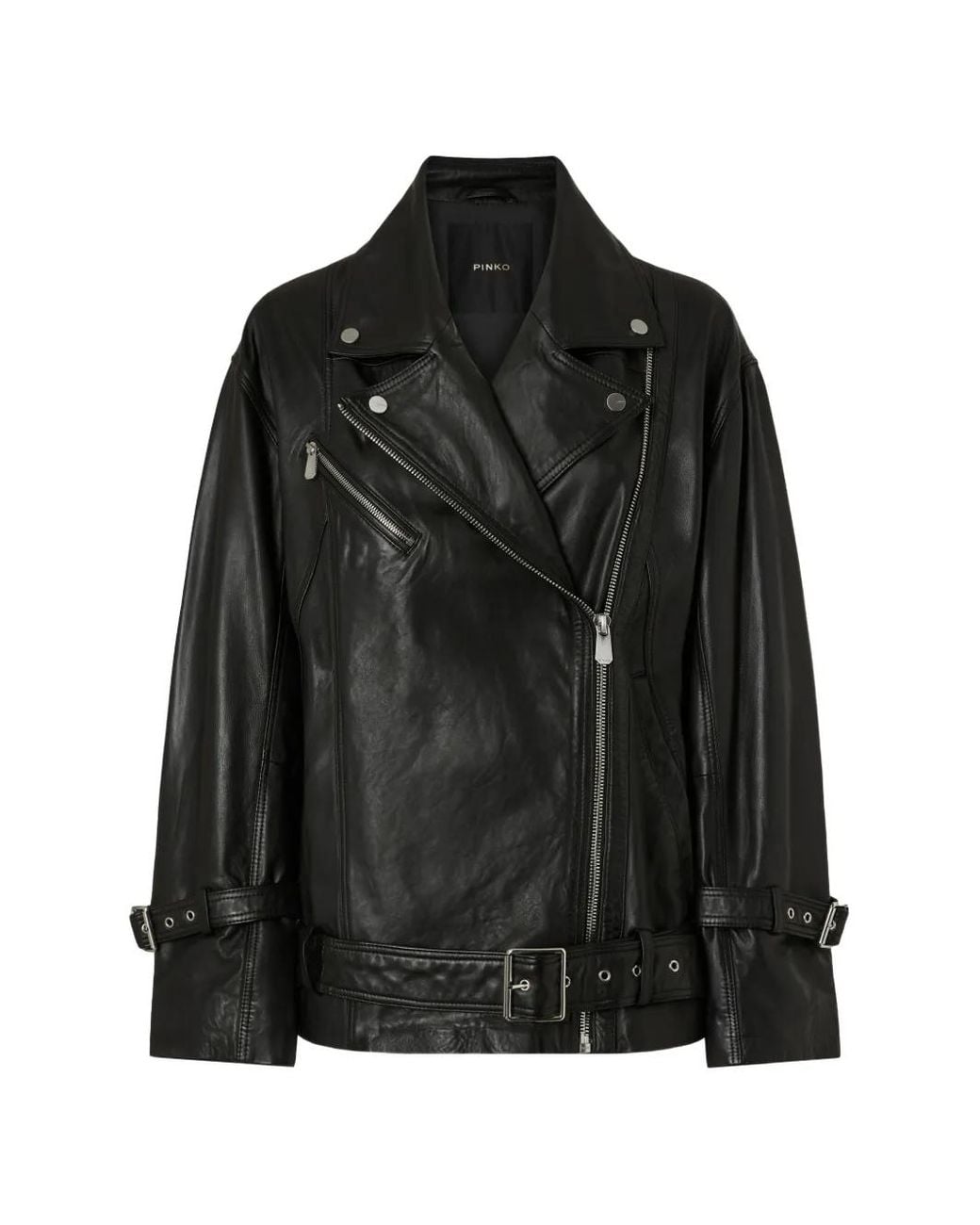 Pinko Black Leather Jackets