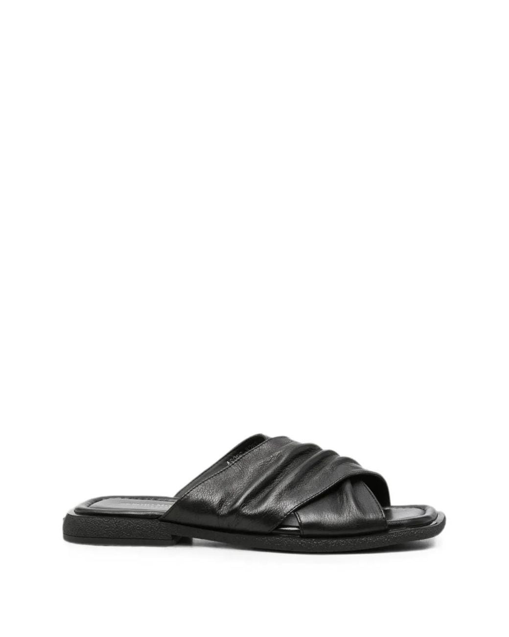 SERGIO MORETTI FIRENZE Black Crossover-Strap Ruched Sandals