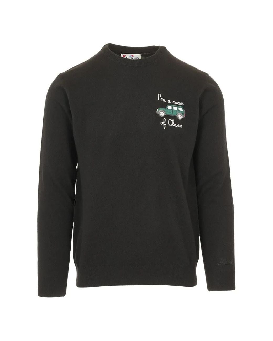 Mc2 Saint Barth Black Embroidered Crew-Neck Sweater for men
