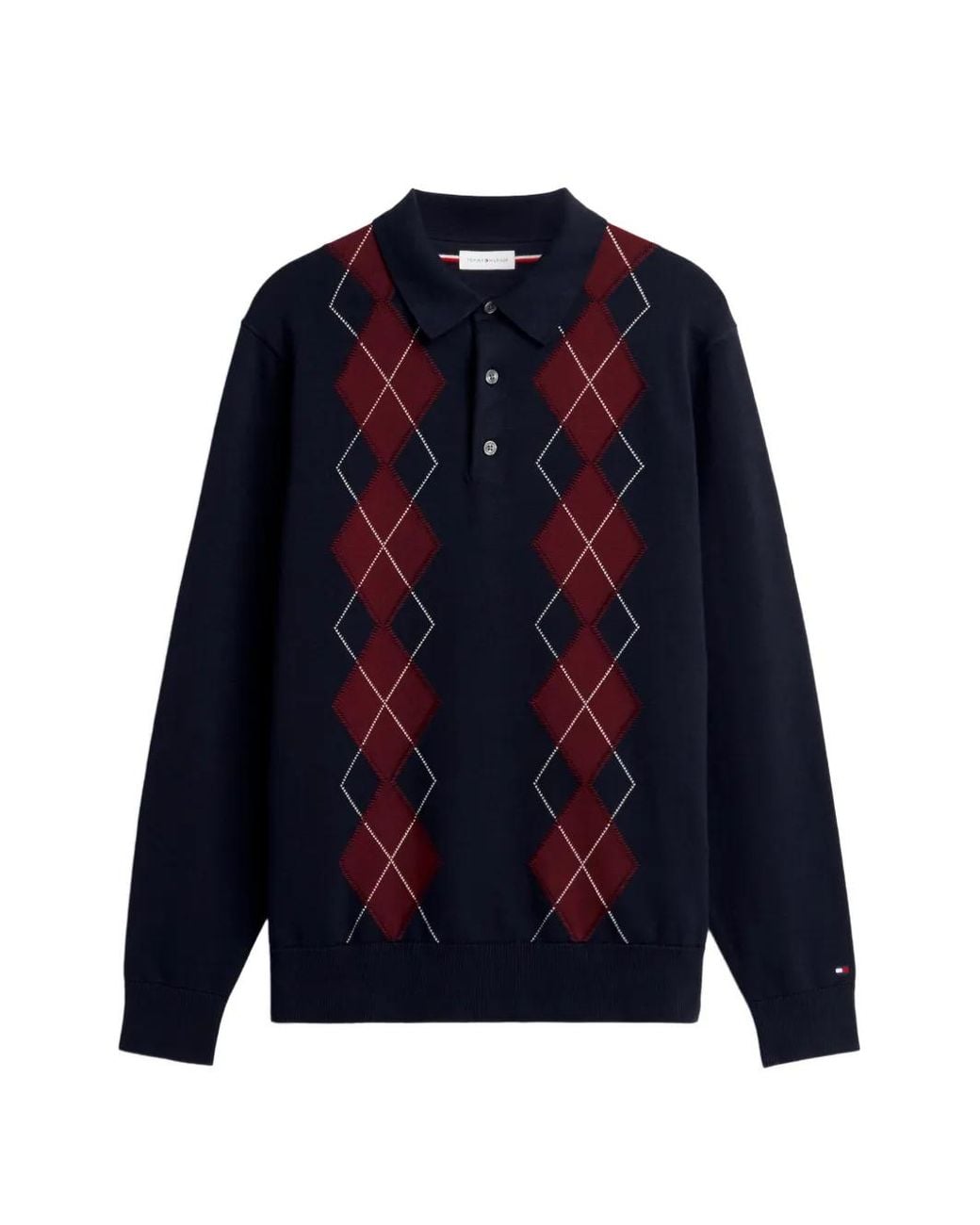 Tommy Hilfiger Blue Argyle-Pattern Polo Sweater for men