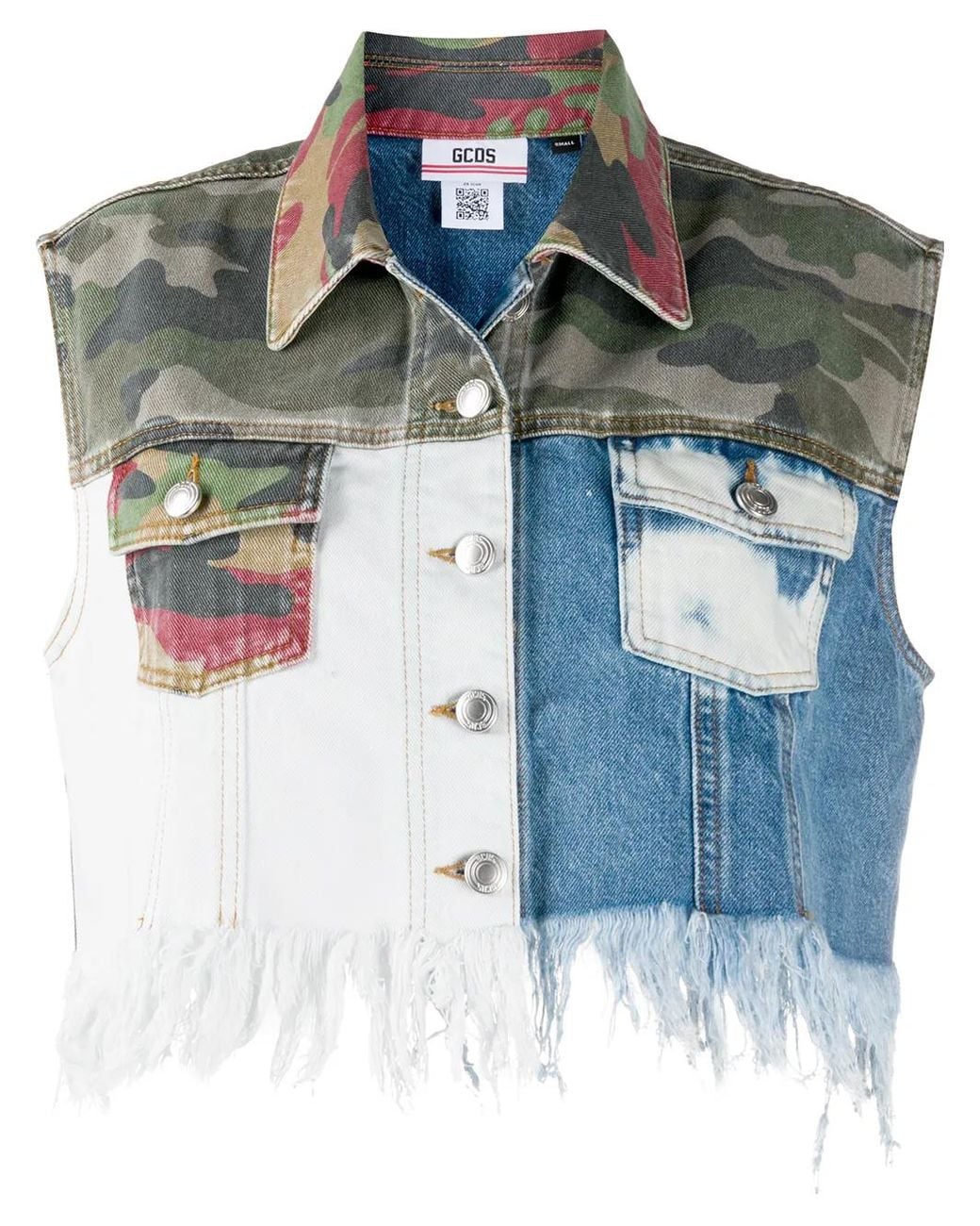Gcds Blue Patchwork Cropped Vest