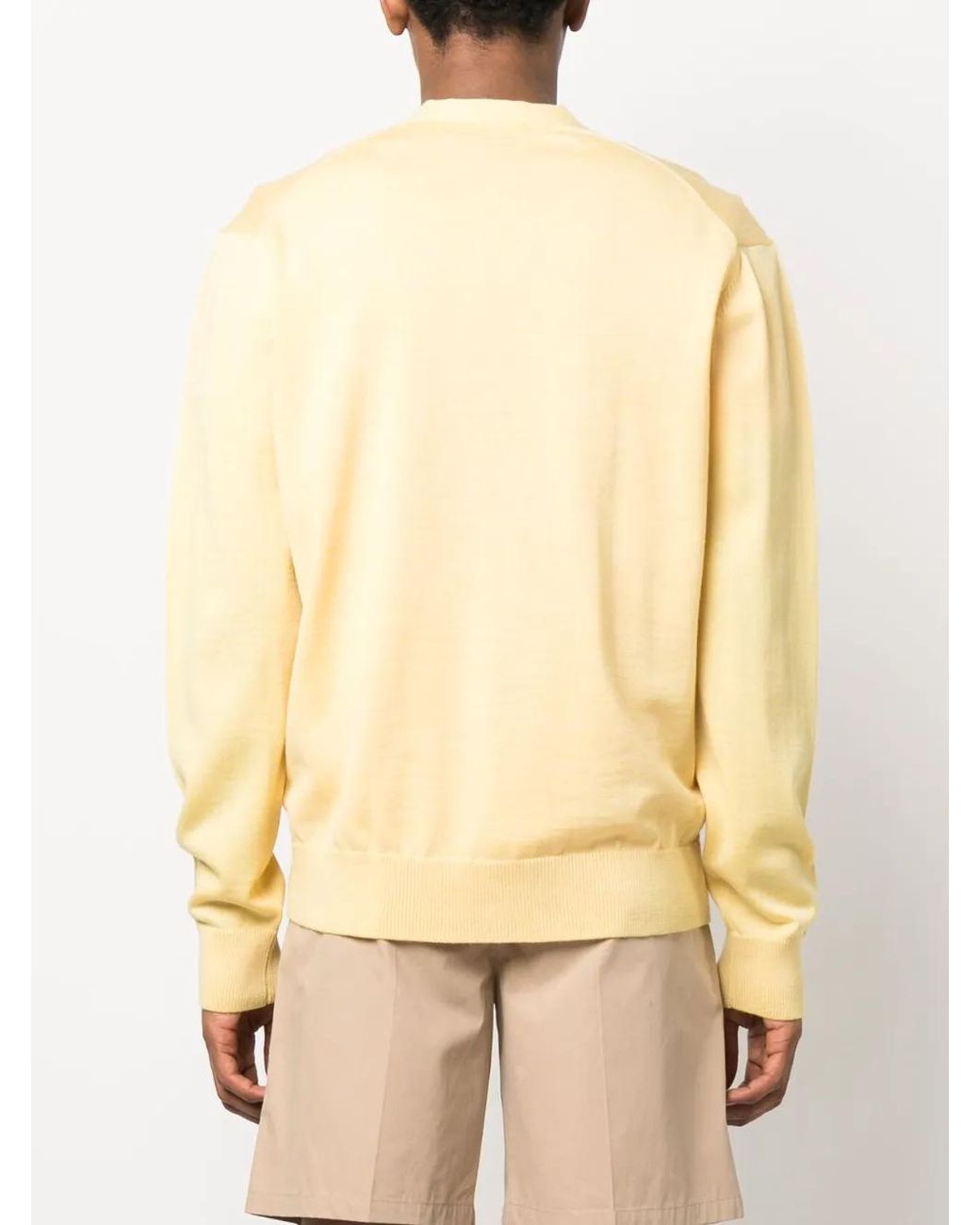 Maison Kitsuné Yellow Fox Head-Patch Knitted Cardigan for men