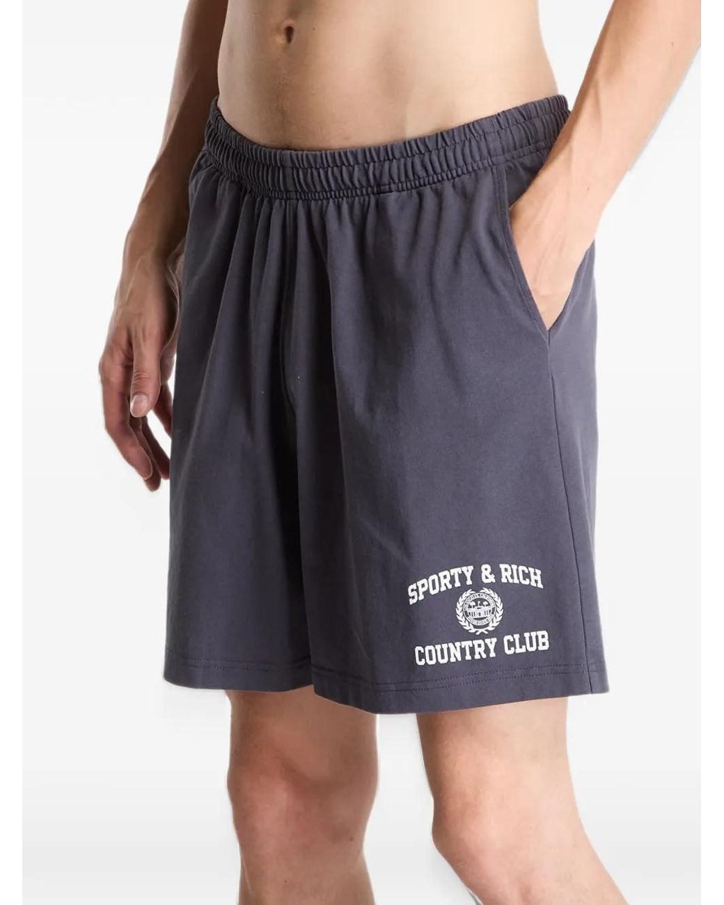 Sporty & Rich Blue Varsity Crest Gym Shorts