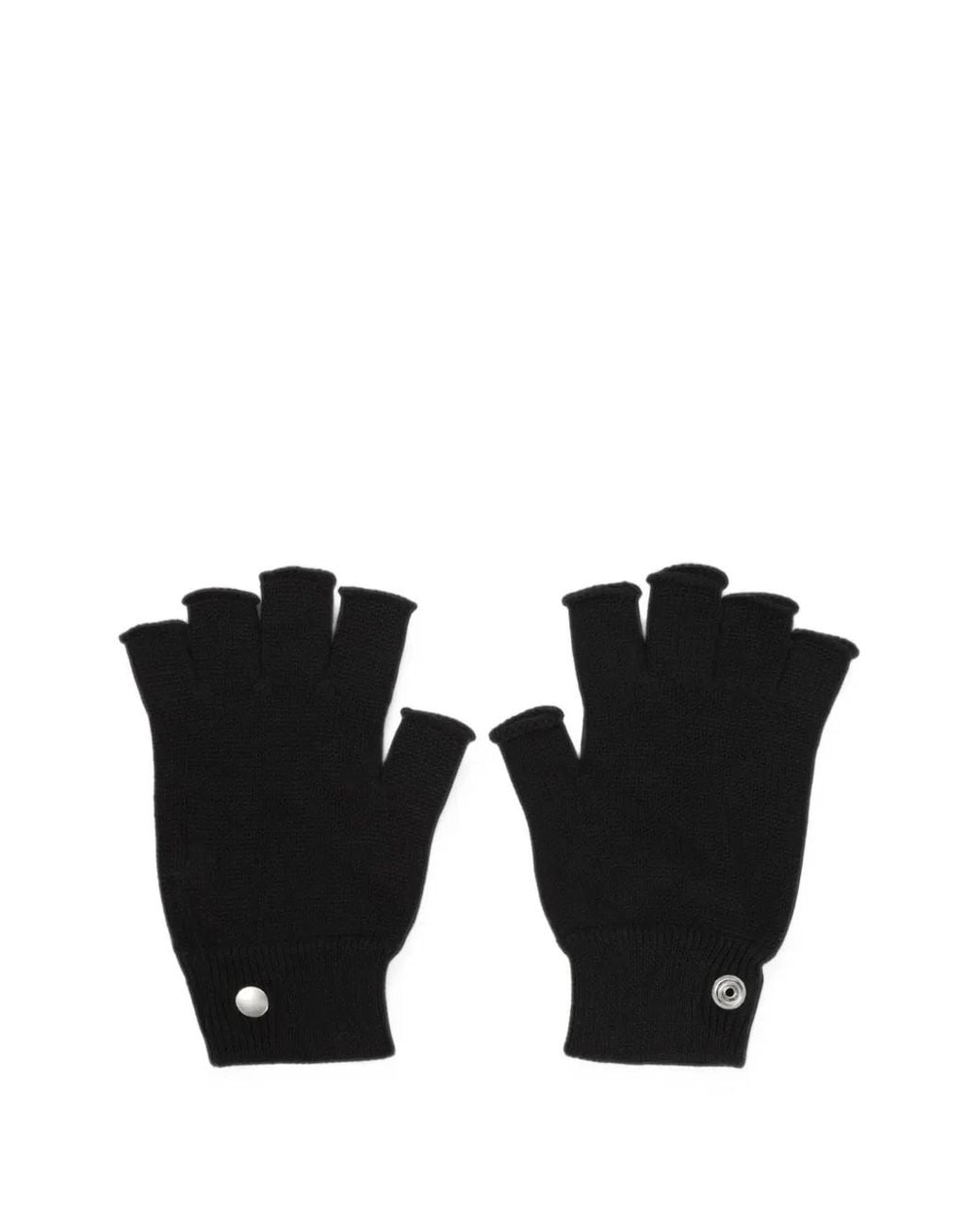 Rick Owens Black Knitted Fingerless Gloves