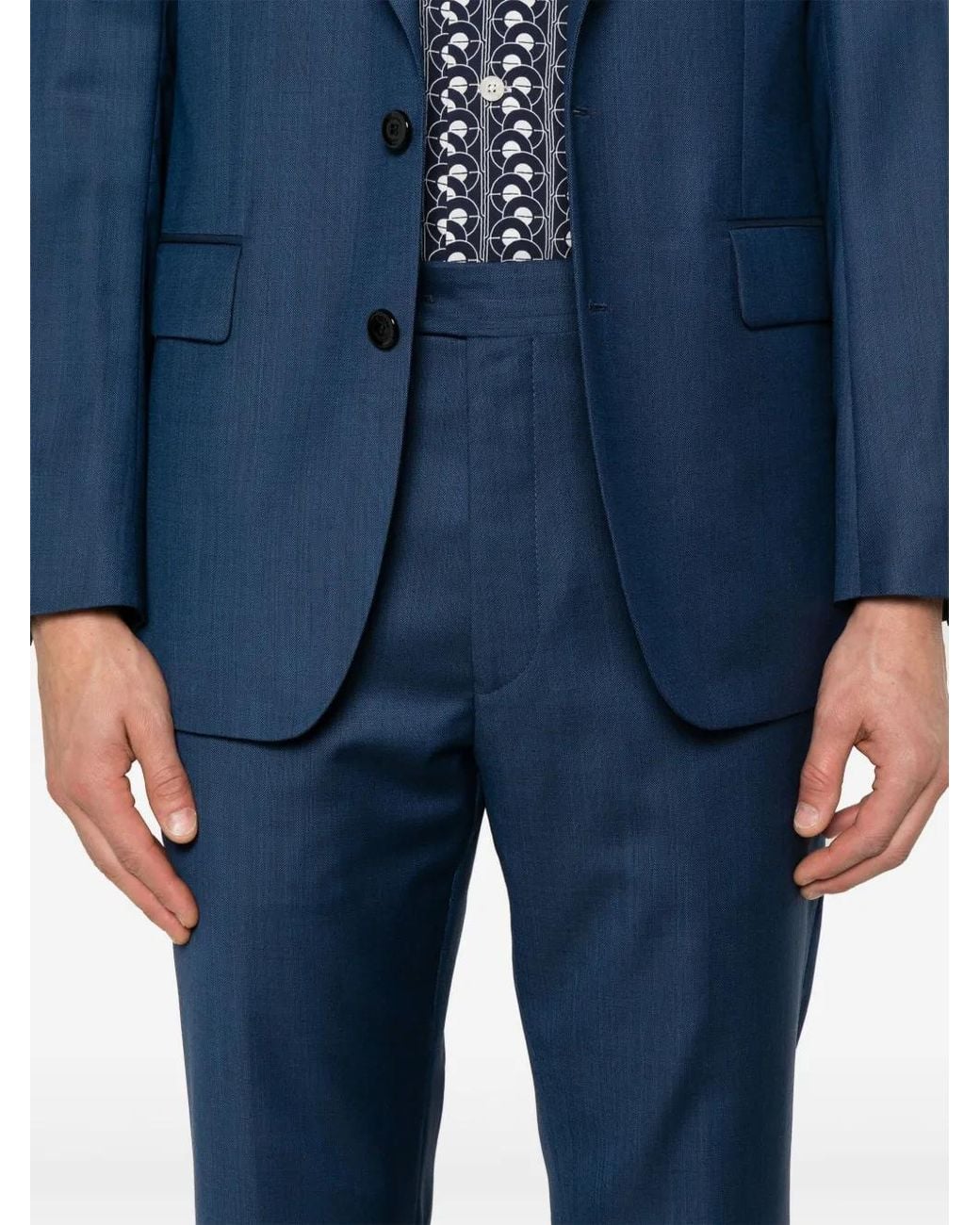 Fursac Blue Virgin Wool Suit for men