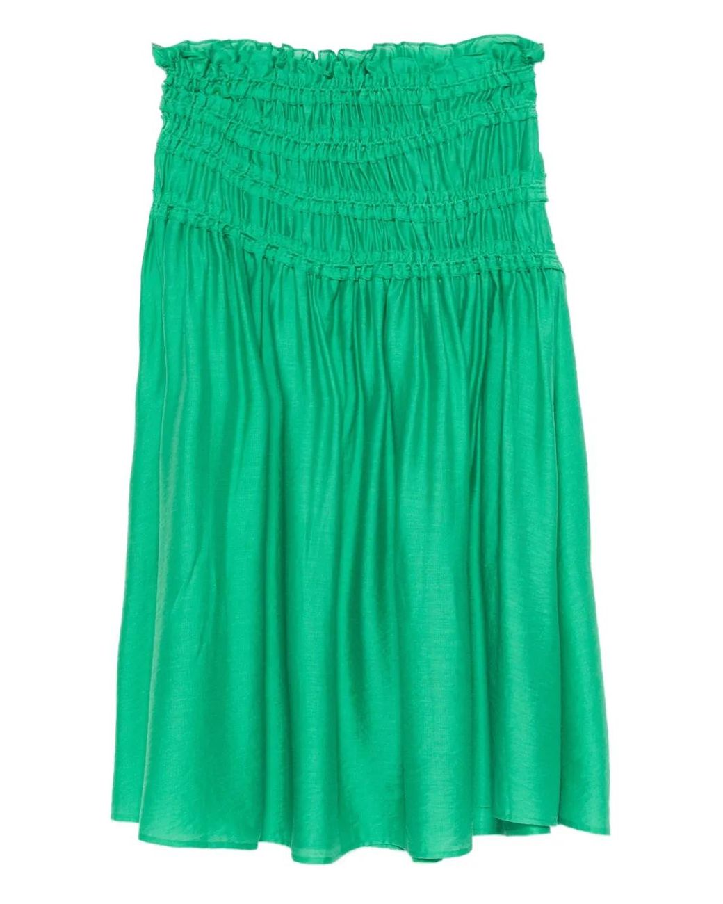 Tory Burch Green Smocked Viscose Skirt