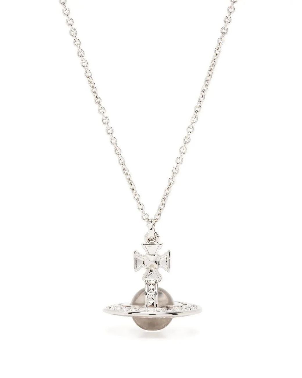 Vivienne Westwood White Orb-Pendant Chain-Necklace