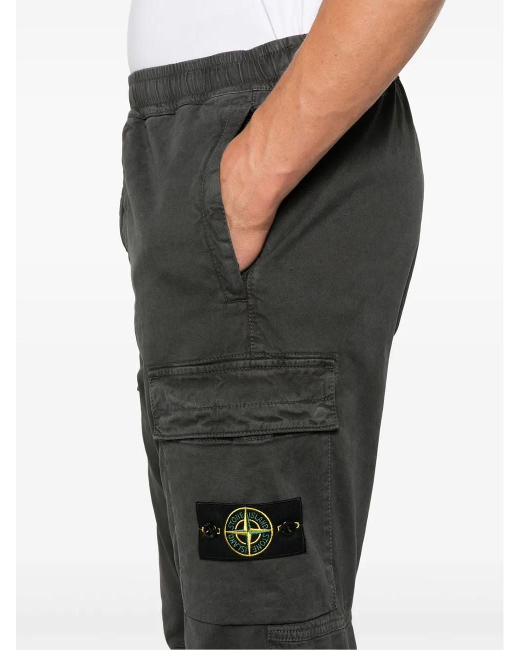 Stone Island Gray Compass-Badge Trousers for men