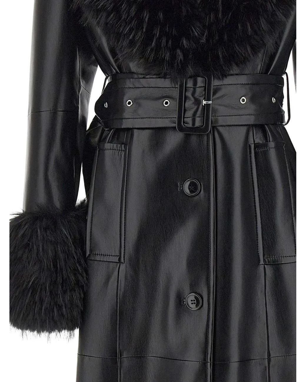 Stand Studio Black Estella Faux-Leather Coat