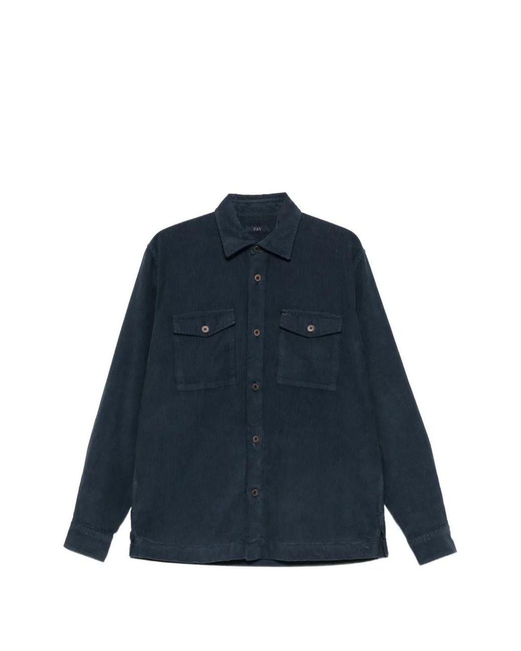Fay Blue Corduroy-Texture Pocket-Detail Shirt for men