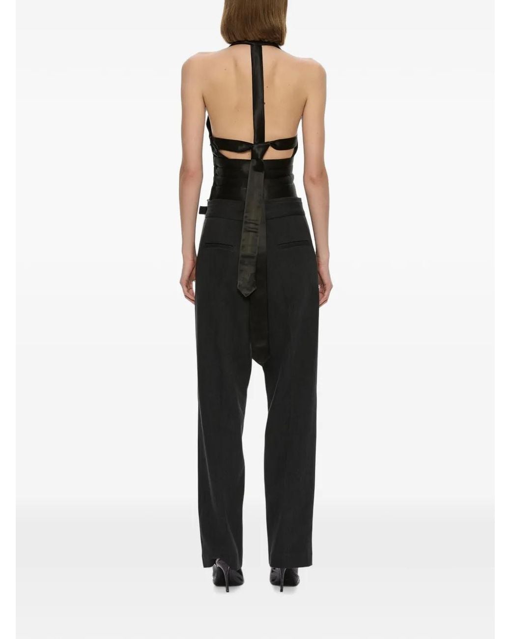 Christopher Esber Black Reyer Satin Tie Top