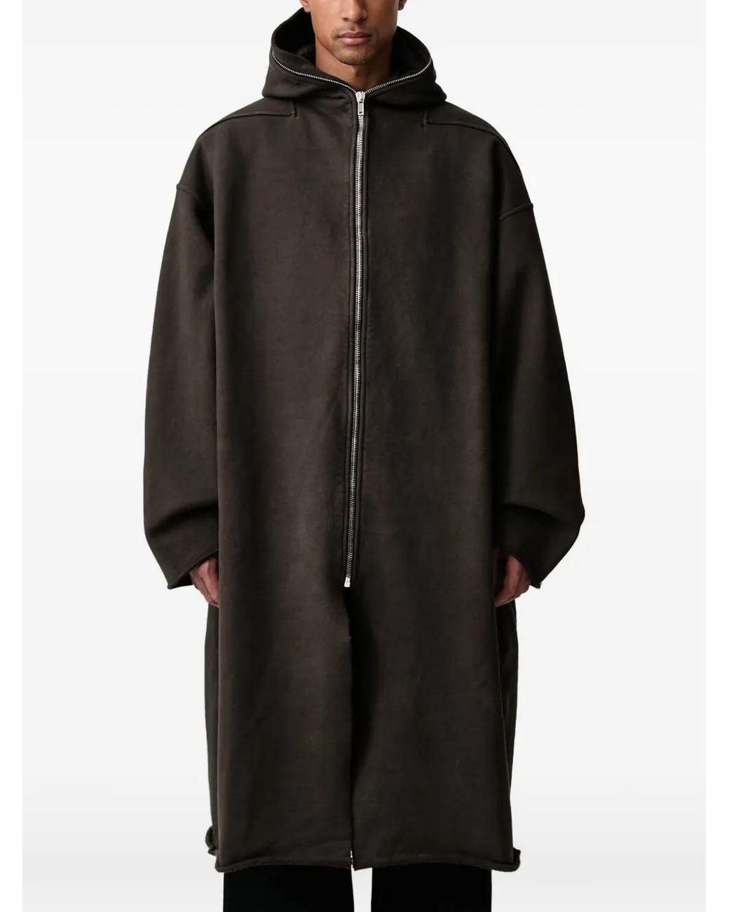 Rick Owens Black Gimp Hooded Zip-Up Coat for men