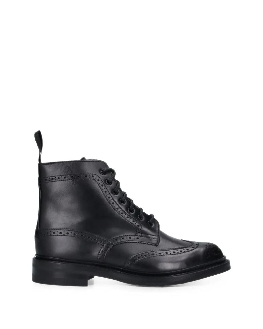 Tricker's Black Stephy Brogue-Detail Lace-Up Boots