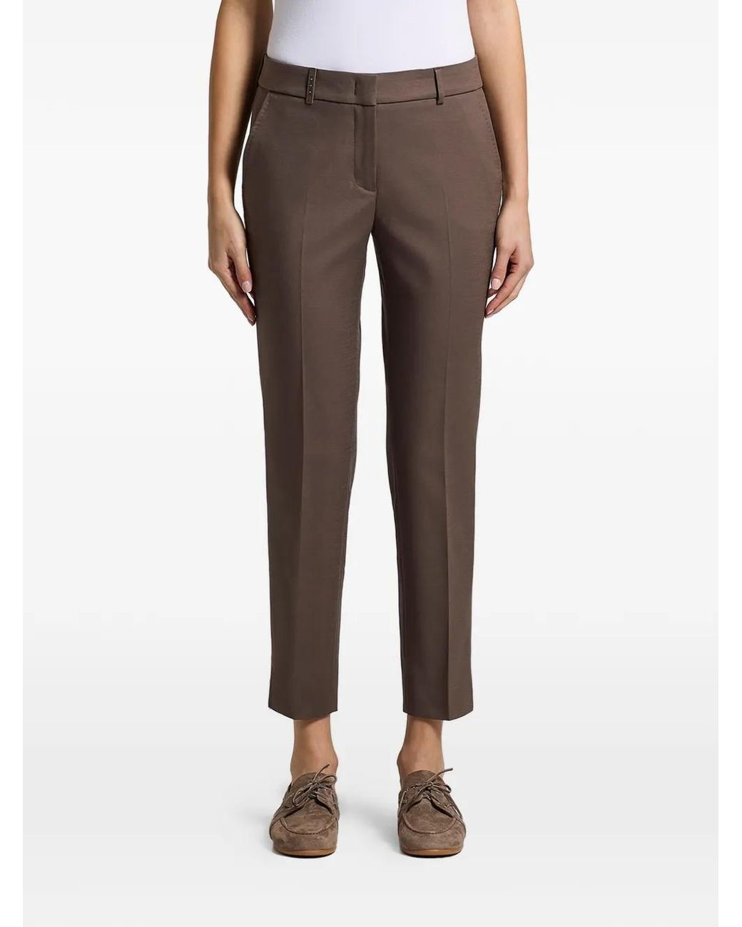 Peserico Brown Tailored Cropped Trousers