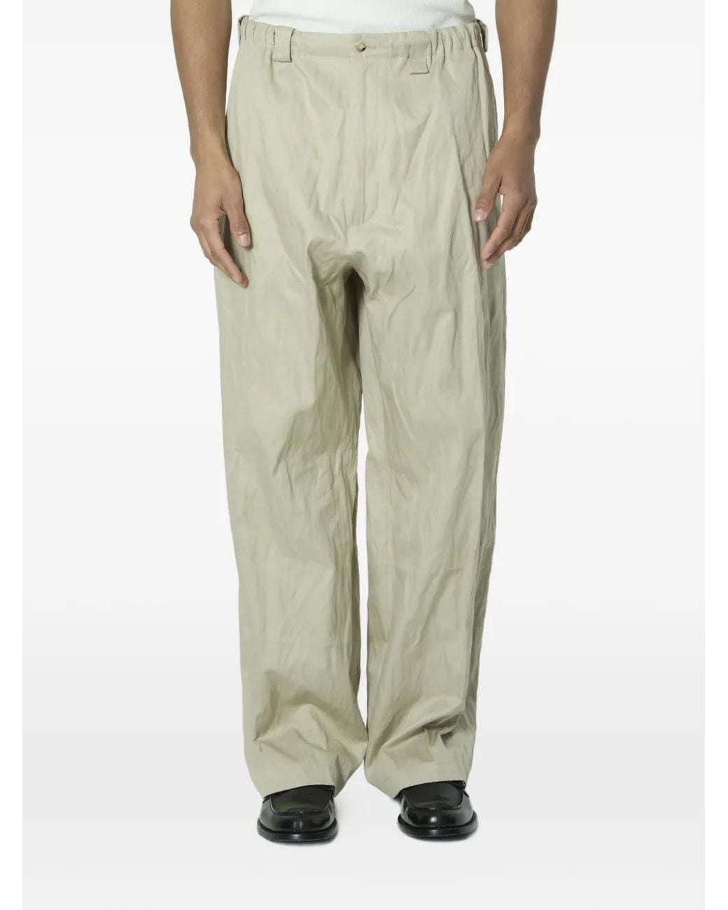 Willy Chavarria Green Toluca Button-Fastening Wide-Leg Cotton Trousers for men